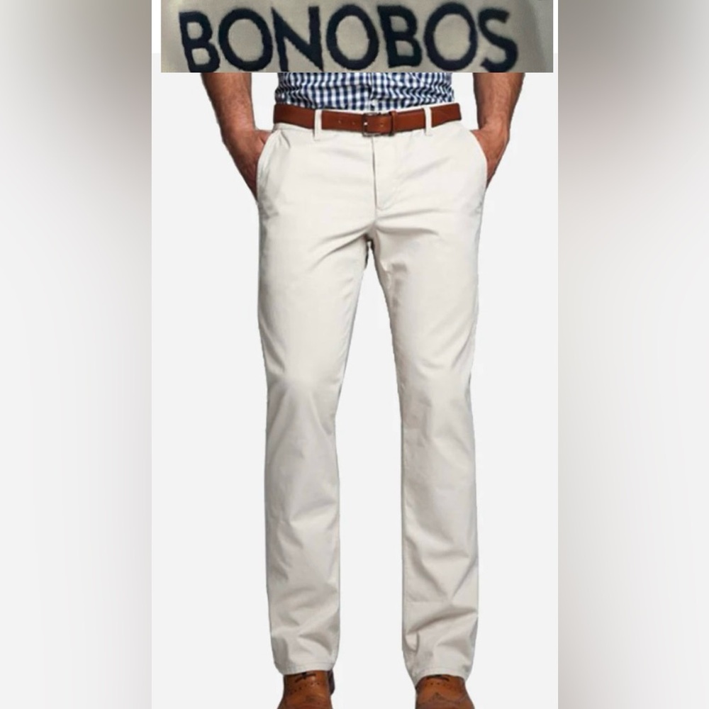 Bonobos Men’s Size 33/32 Light Khaki Straight Leg Washed Chinos